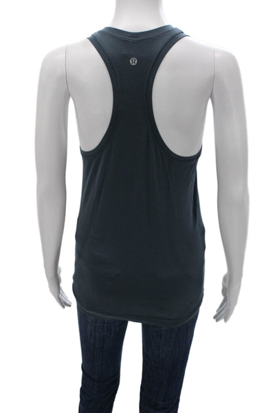 Lululemon Womens Textured Scoop Neck Racerback Active Tank Top Blue Size 6