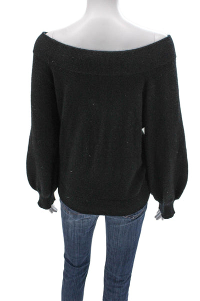 R+A Women Cashmere Pullover Sweater Boat Neck Black Size M