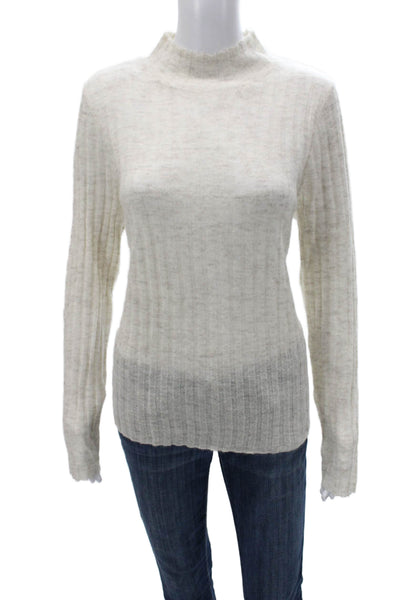 Madewell Womens Alpaca Blend Pullover Mock Neck Long Sleeve Beige Tall Size XL