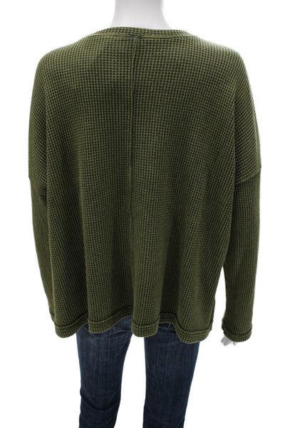 Mittoshop Womens Casual Pullover Top Green Crew Neck Long Sleeve Size S