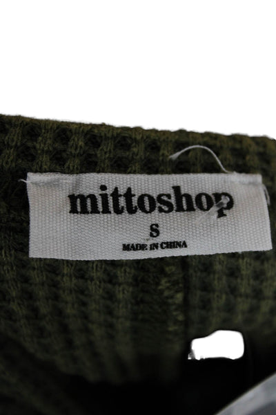 Mittoshop Womens Casual Pullover Top Green Crew Neck Long Sleeve Size S