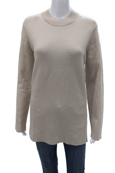 COS Womens Tunic Sweater Beige Mock Neck Long Sleeve 40% Wool Size M