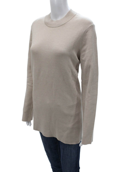 COS Womens Tunic Sweater Beige Mock Neck Long Sleeve 40% Wool Size M