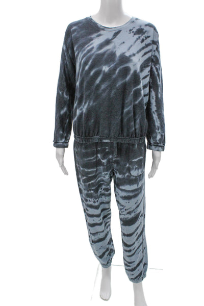 Splendid Unisex Adults Blue Tie Dye Pullover Sweatshirt Long Sleeve Size S