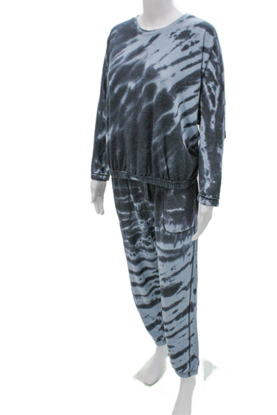 Splendid Unisex Adults Blue Tie Dye Pullover Sweatshirt Long Sleeve Size S