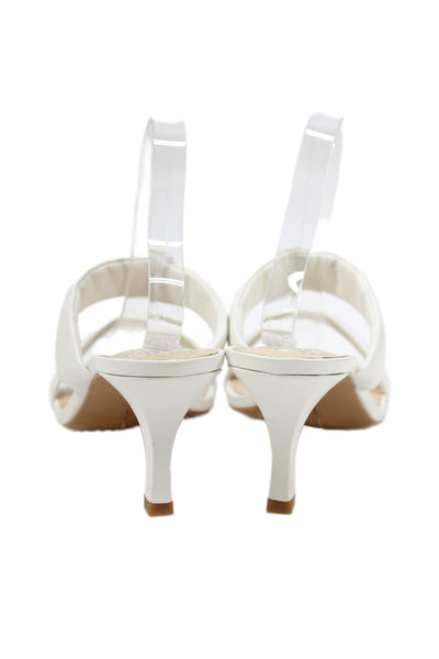 Vince Camuto Womens Square Toe Slip On High Heels Shoes White Size 9.5