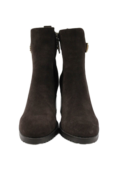 Blondo Womens Suede Block Heels Ankle Boots Shoes Dark Brown Size 9.5