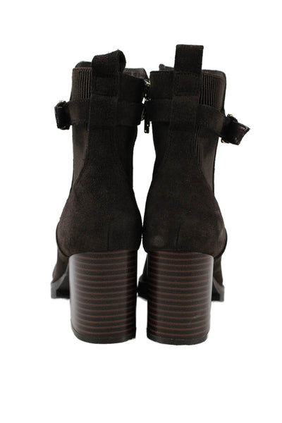 Blondo Womens Suede Block Heels Ankle Boots Shoes Dark Brown Size 9.5