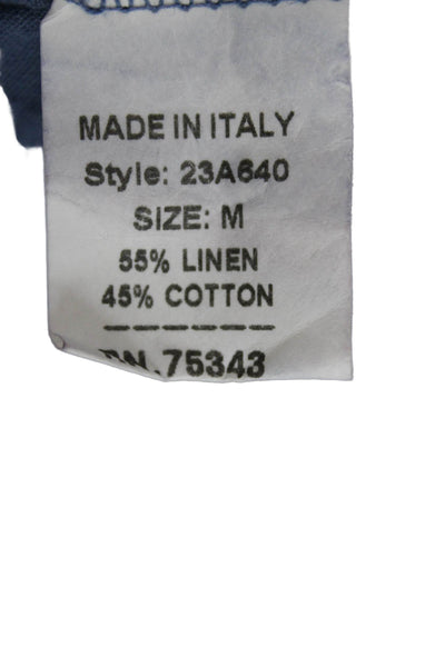 Francesca Bettini Women Chemise Dress Blue Linen Blend 3/4 Sleeve Knee Size M