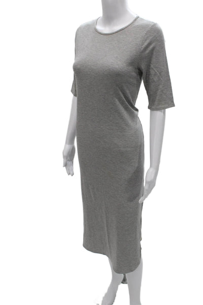 Eileen Fisher Womens Gray Striped Sheath Dress Long Tencel Half Sleeve Size XS