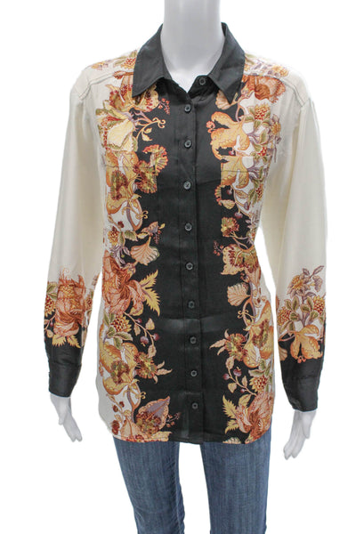 Anthropologie Women Floral Long Sleeve Tunic Button-Up Multicolor Size S