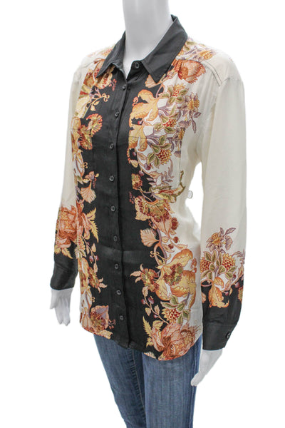 Anthropologie Women Floral Long Sleeve Tunic Button-Up Multicolor Size S