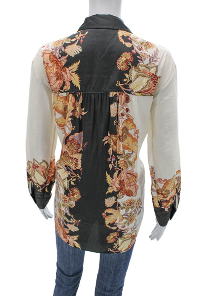 Anthropologie Women Floral Long Sleeve Tunic Button-Up Multicolor Size S