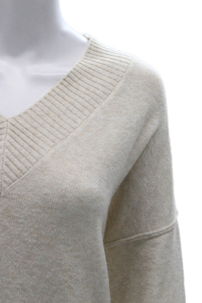 Song Of Style Women Pullover Sweater Beige V-Neck Long Sleeve Polyester Size S