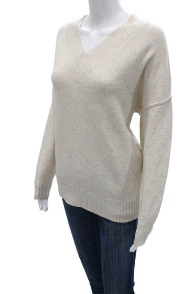 Song Of Style Women Pullover Sweater Beige V-Neck Long Sleeve Polyester Size S