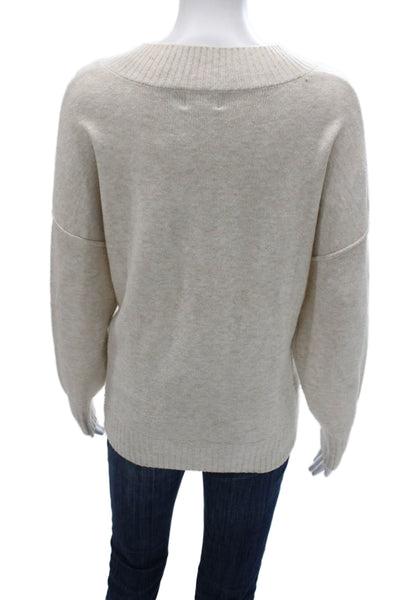 Song Of Style Women Pullover Sweater Beige V-Neck Long Sleeve Polyester Size S