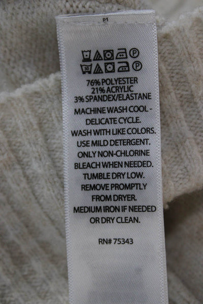 Song Of Style Women Pullover Sweater Beige V-Neck Long Sleeve Polyester Size S