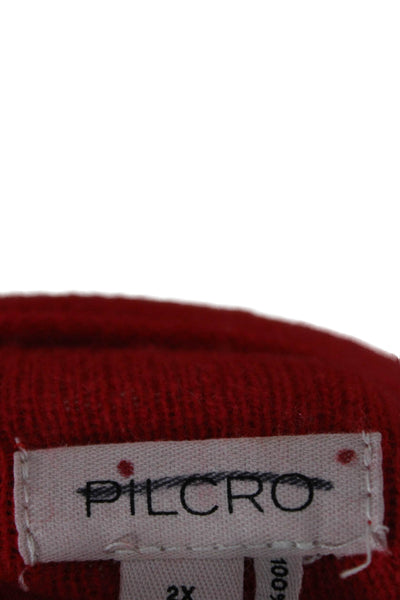 Pilcro Anthropologie Women Pullover Cashmere Mock Neck Sweater Red Size 2X