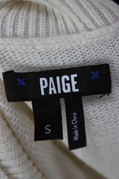 Paige Womens Ivory Wool Blend Turtleneck Cold Shoulder Pullover Sweater Size S