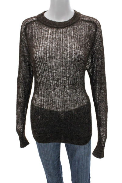 Zara Womens Pullover Crew Neck Long Sleeve Brown Size L