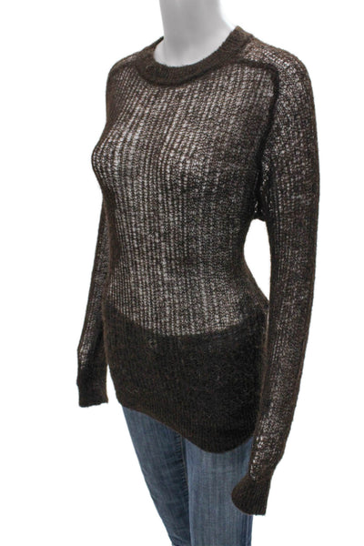 Zara Womens Pullover Crew Neck Long Sleeve Brown Size L