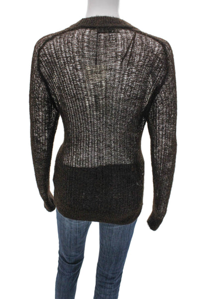 Zara Womens Pullover Crew Neck Long Sleeve Brown Size L