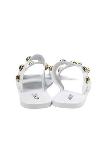 Schutz Womens Double Strap Studded Rubber Slide Sandals White Size 10