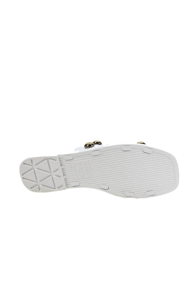 Schutz Womens Double Strap Studded Rubber Slide Sandals White Size 10