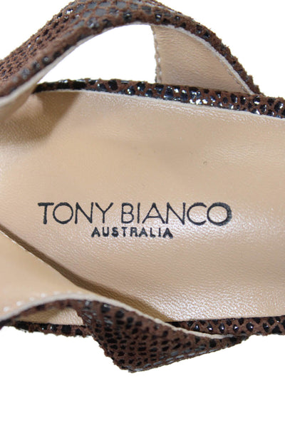 Tony Bianco Womens Stiletto Snakeskin Printed Ankle Strap Sandals Brown Size 9