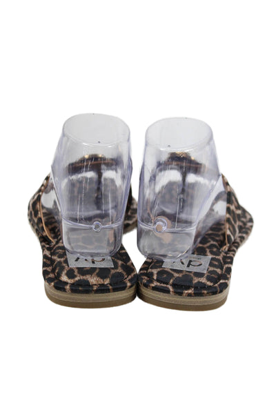 Dolce Vita Womens Slip On Leopard Printed T Strap Sandals Brown Size 9
