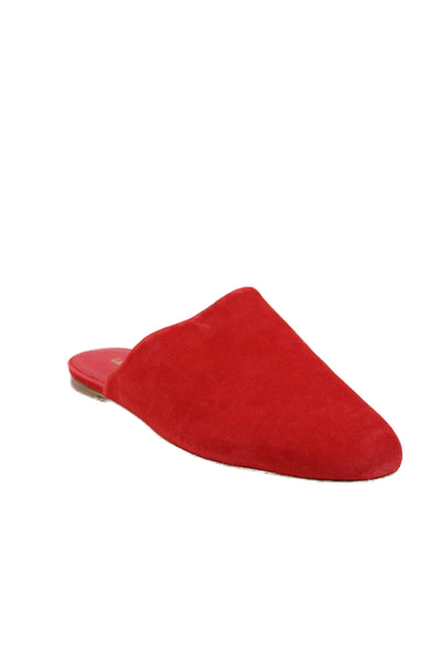 Larroude Womens Slip On Round Toe Suede Mules Red Size 10