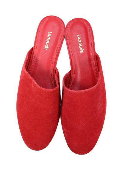 Larroude Womens Slip On Round Toe Suede Mules Red Size 10