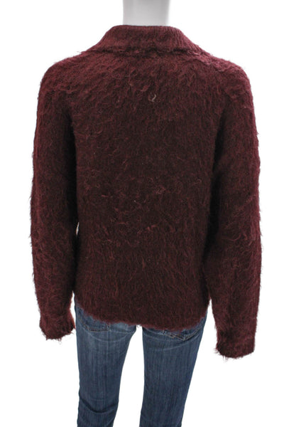 Madewell Women Pullover Sweater Red Collared Acrylic Long Sleeve Size M