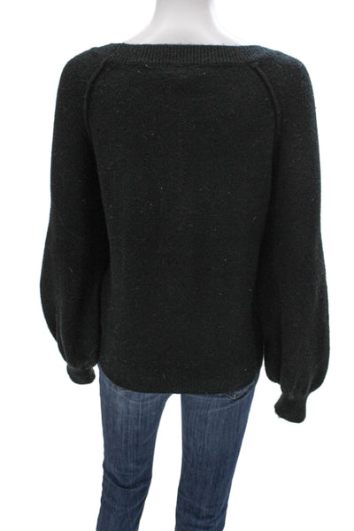 Vince Camuto Women Pullover Scoop Neck Long Sleeve Black Sweater Size M