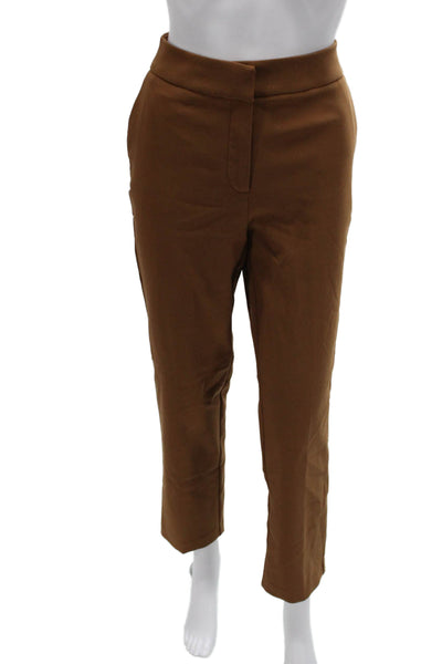 Rachel Zoe Womens Cropped Brown Nylon Blend Button Pants Size 4