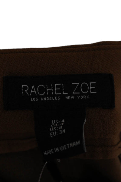 Rachel Zoe Womens Cropped Brown Nylon Blend Button Pants Size 4