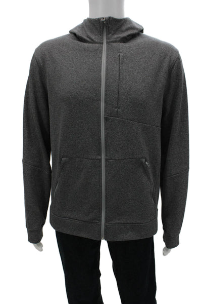Lululemon Mens Full Zip Hoodie Gray Polyester Blend Long Sleeve Size L