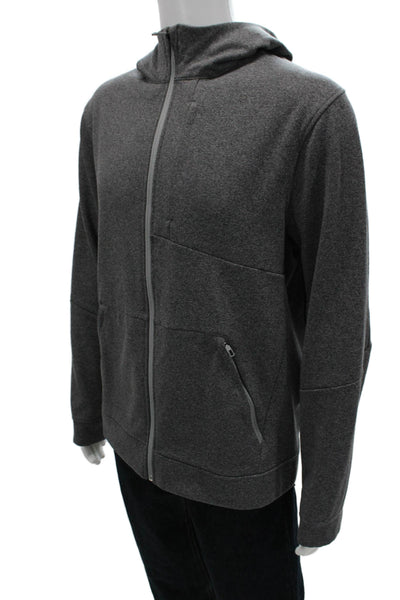 Lululemon Mens Full Zip Hoodie Gray Polyester Blend Long Sleeve Size L