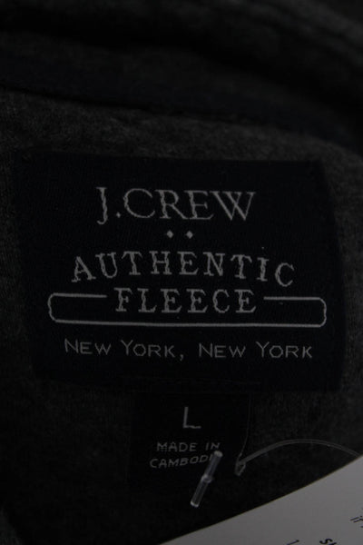 J Crew Mens Gray Quilted Cotton Mock Neck Zip Pullover Sweatshirt Size L