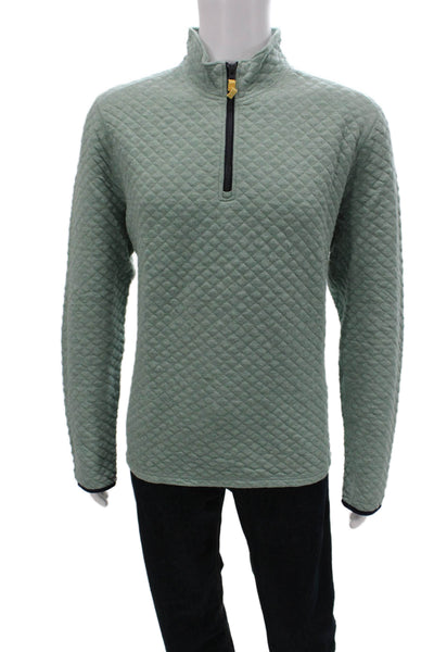 J Crew Unisex Green Argyle Cotton Mock Neck Pullover Sweatshirt Size L
