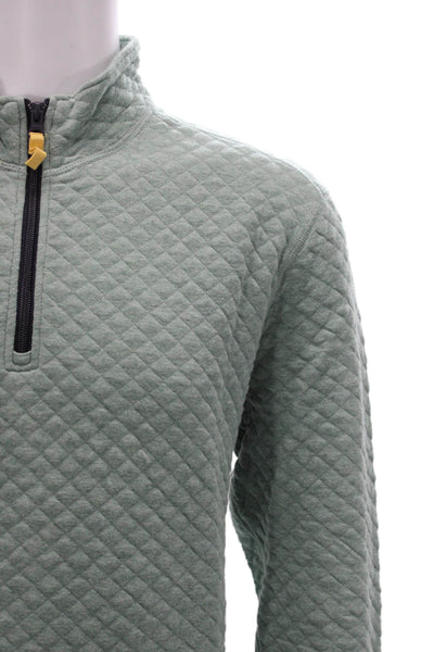 J Crew Unisex Green Argyle Cotton Mock Neck Pullover Sweatshirt Size L