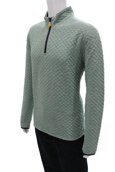 J Crew Unisex Green Argyle Cotton Mock Neck Pullover Sweatshirt Size L