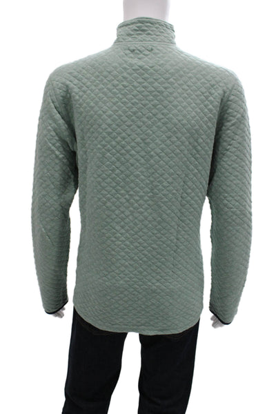 J Crew Unisex Green Argyle Cotton Mock Neck Pullover Sweatshirt Size L