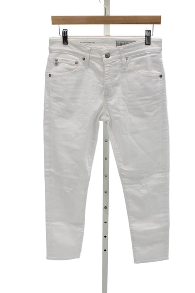 AG Adriano Goldschmied Womens Boyfriend White Jeans Button Mid Rise Size 26