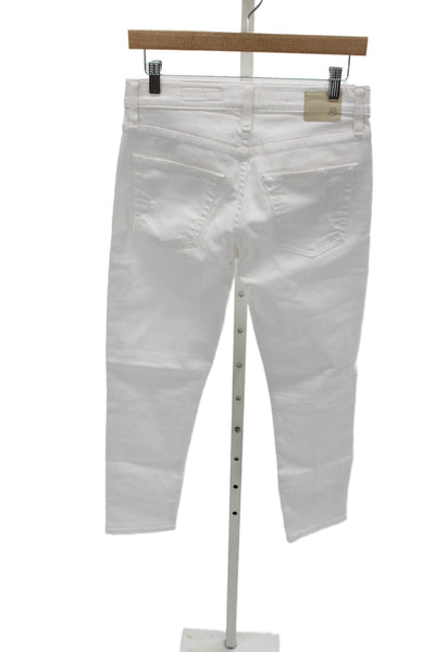 AG Adriano Goldschmied Womens Boyfriend White Jeans Button Mid Rise Size 26