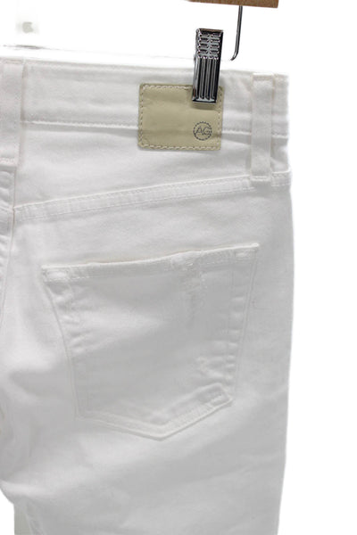 AG Adriano Goldschmied Womens Boyfriend White Jeans Button Mid Rise Size 26
