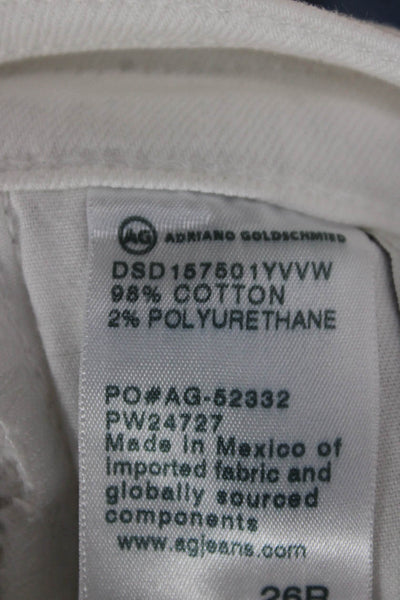 AG Adriano Goldschmied Womens Boyfriend White Jeans Button Mid Rise Size 26