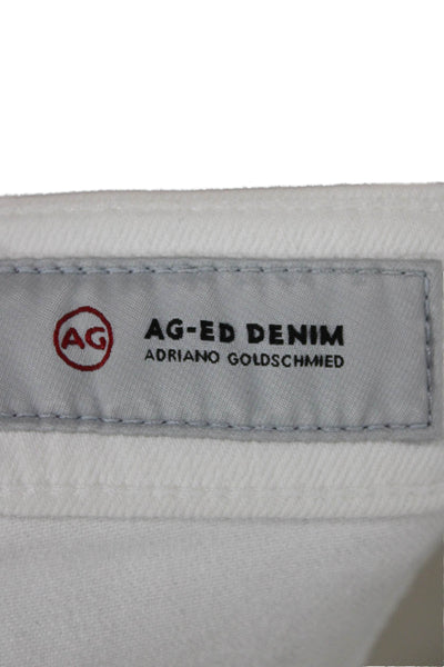 AG Adriano Goldschmied Womens Boyfriend White Jeans Button Mid Rise Size 26