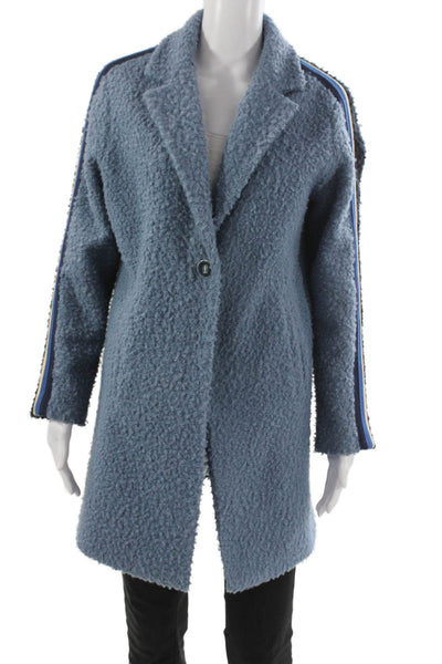 Organic John Patrick Unisex Adults Overcoat Wool Green Zip High Neck Size XS