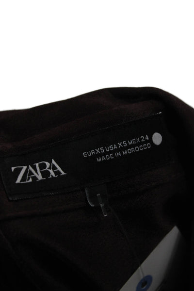 Zara Womens Black V-Neck Tie Long Sleeve Viscose Basic Blouse Size XS